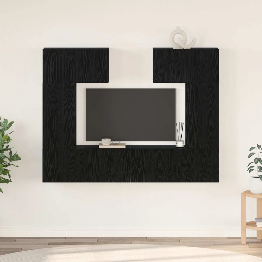 Ensemble meuble TV 6 pcs Chêne noir Bois d'ingénierie