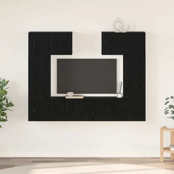 Ensemble meuble TV 6 pcs Chêne noir Bois d'ingénierie