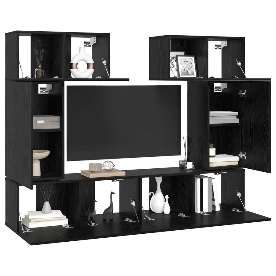 Ensemble meuble TV 6 pcs Chêne noir Bois d'ingénierie - 3