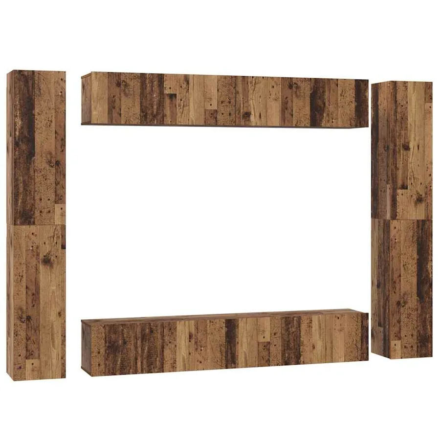 Ensemble meuble TV 10 pcs Bois Ancien Bois d'ingénierie - 2