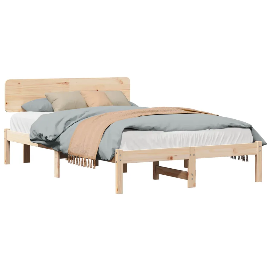 Cadre de lit avec tête de lit Naturel 120 x 190 cm Pin massif - 2