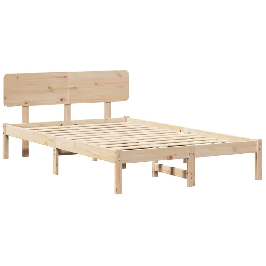 Cadre de lit avec tête de lit Naturel 120 x 190 cm Pin massif - 4