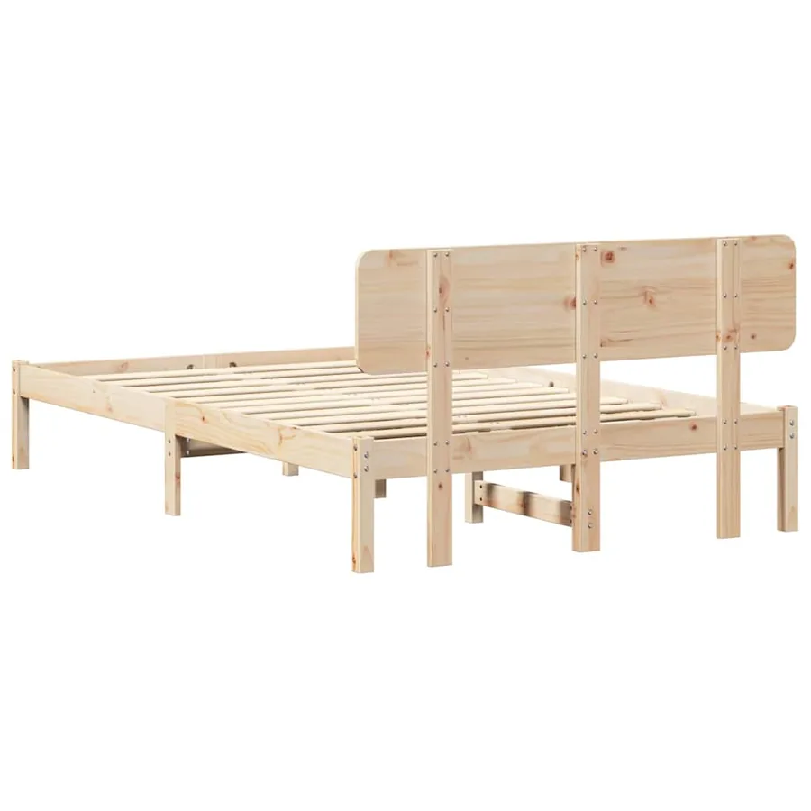 Cadre de lit avec tête de lit Naturel 120 x 190 cm Pin massif - 7