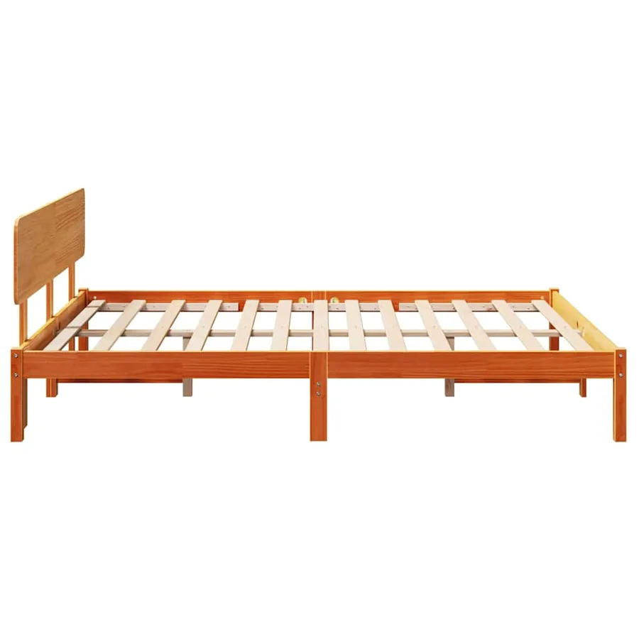 Cadre de lit avec tête de lit Brun cire 160 x 200 cm Pin massif - 6