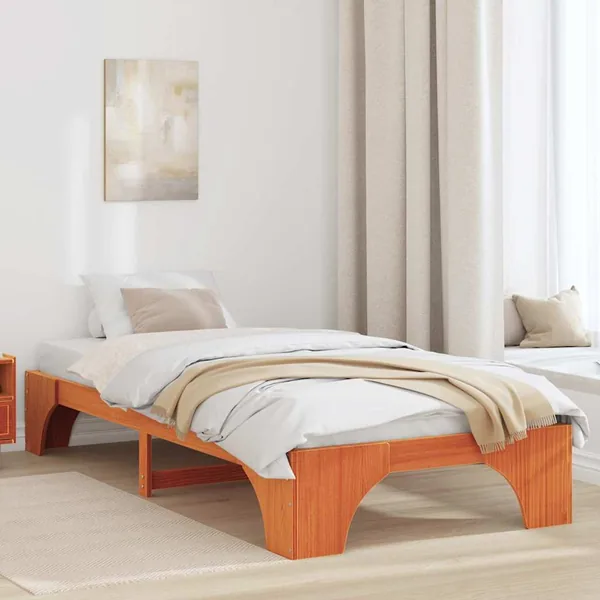 Cadre de lit Brun cire 100 x 200 cm Pin massif