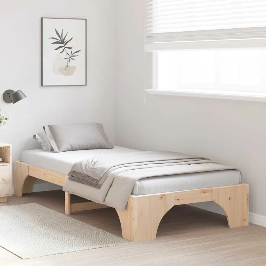 Cadre de lit Naturel 90 x 190 cm Pin massif - 3