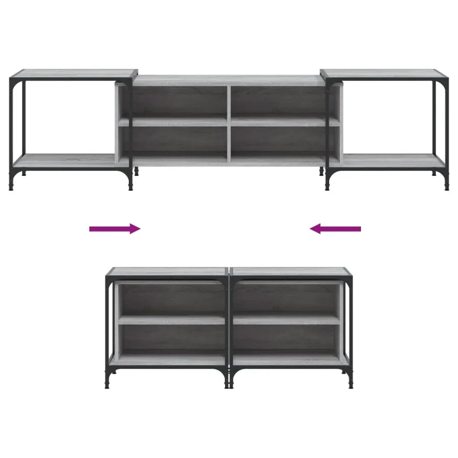 Meuble TV sonoma gris 203x37x50 cm Bois d'ingénierie - 7