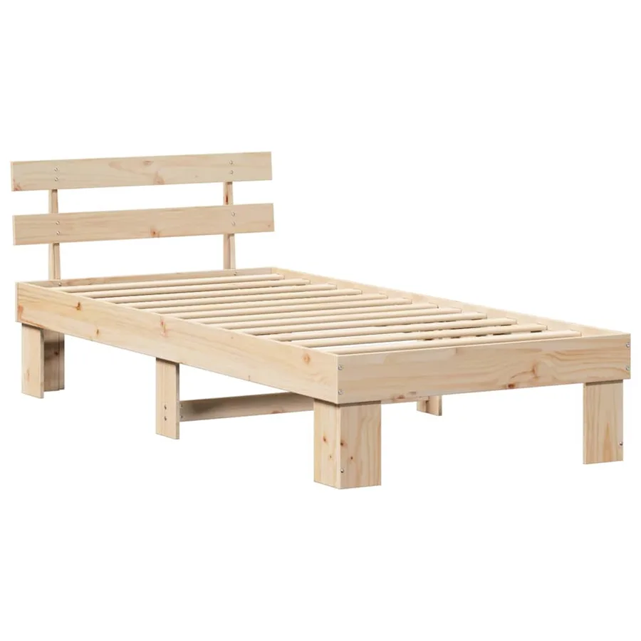 Cadre de lit avec tête de lit Naturel 90 x 200 cm Pin massif - 4