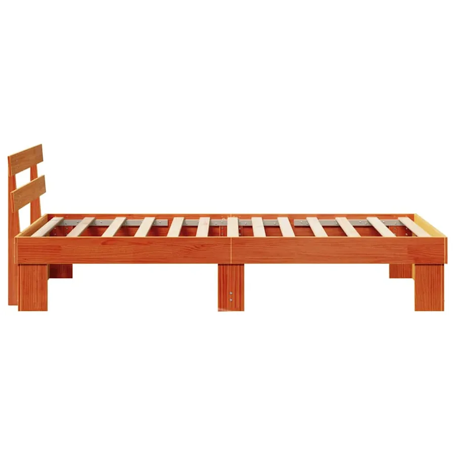 Cadre de lit avec tête de lit Brun cire 90 x 190 cm Pin massif - 6