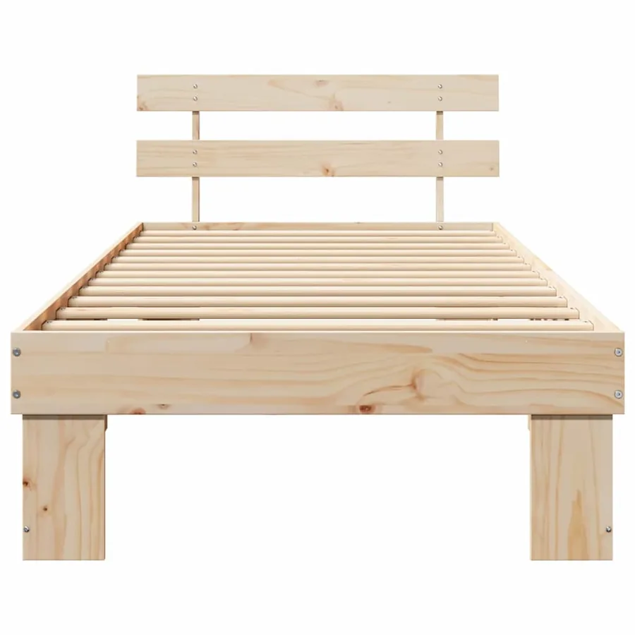 Cadre de lit avec tête de lit Naturel 90 x 190 cm Pin massif - 5