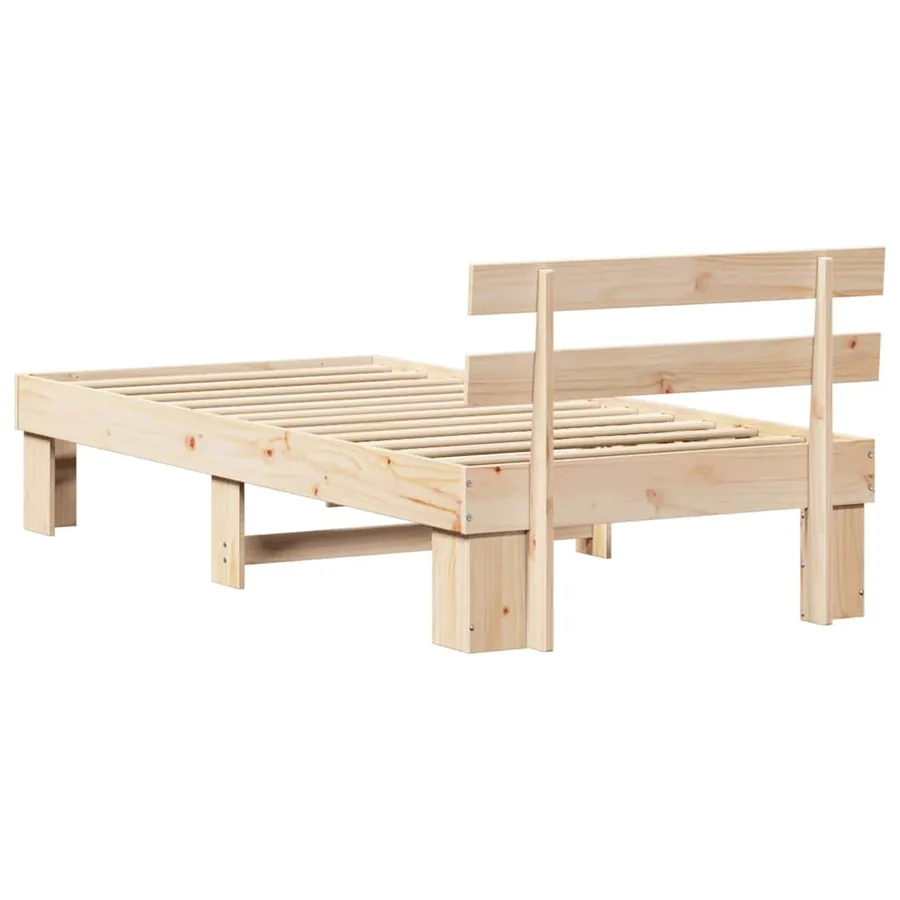 Cadre de lit avec tête de lit Naturel 90 x 190 cm Pin massif - 7