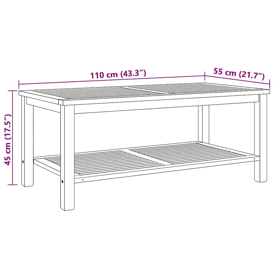 Table basse Marron 110 x 55 x 45 cm Bois de teck massif - 10