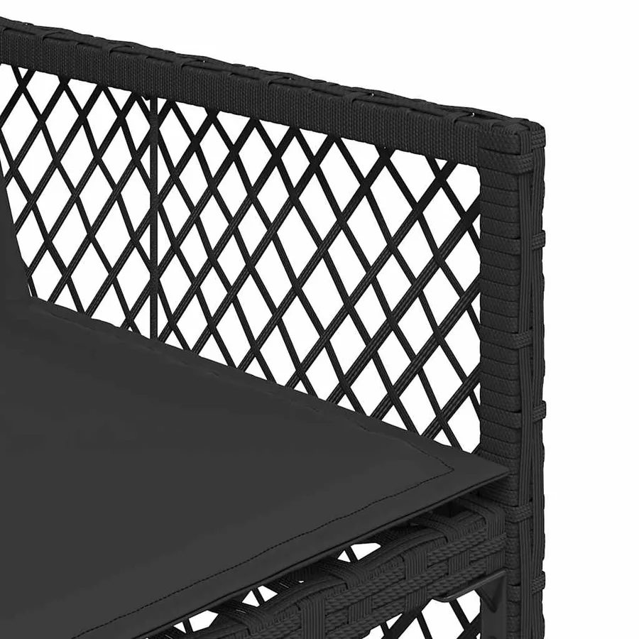Ensemble à manger de jardin 9pcs coussins noir résine tressée - 7