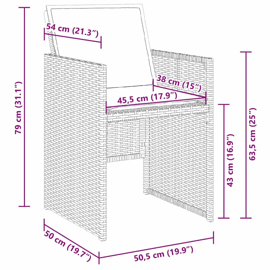 Ensemble de salle à manger pour jardin 5 pcs Marron polyrotin - 8