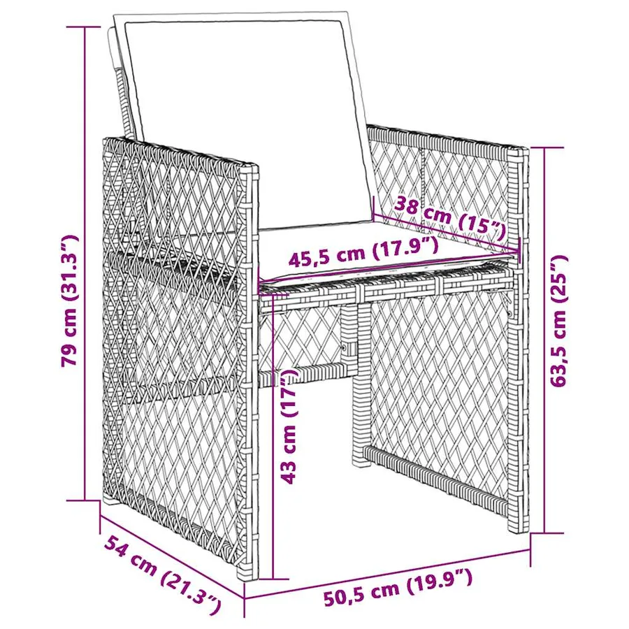 Chaises de jardin avec coussins lot de 4 gris résine tressée - 11