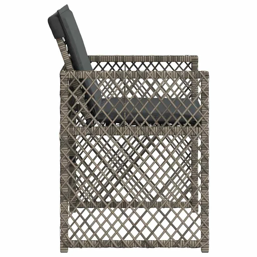 Chaises de jardin avec coussins lot de 4 gris résine tressée - 6