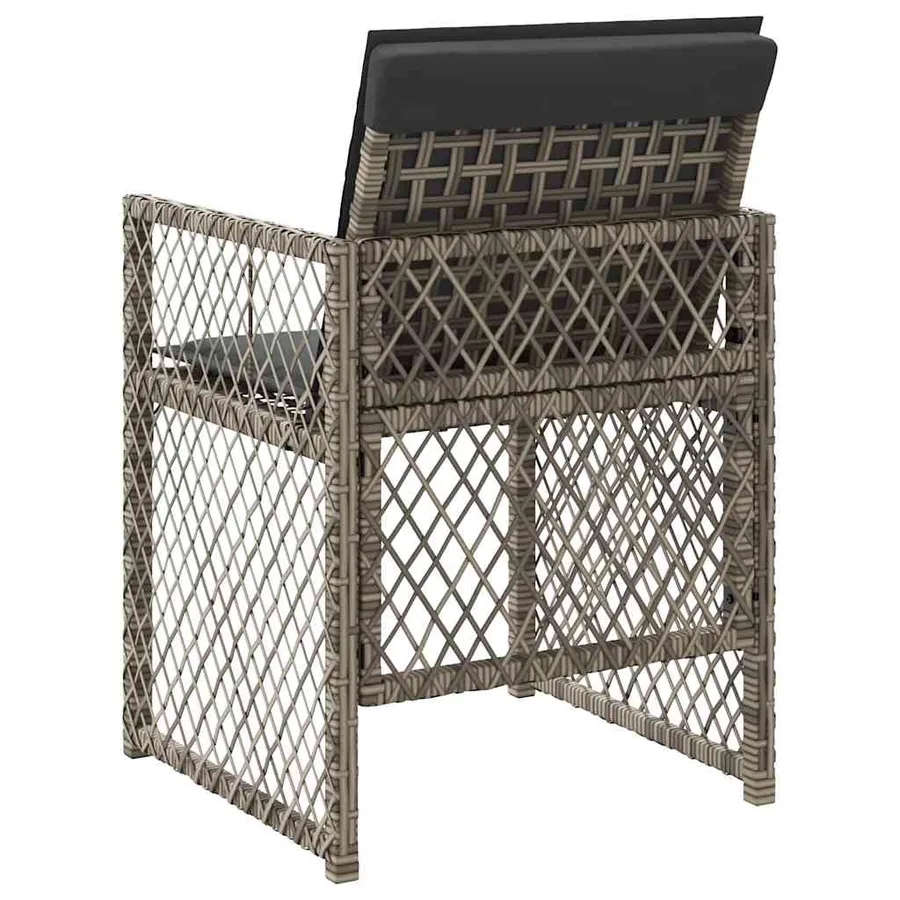 Chaises de jardin avec coussins lot de 4 gris résine tressée - 7