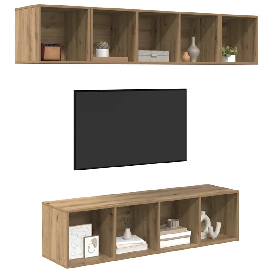 Ensemble meuble TV 4 pcs Chêne artisanal Bois d'ingénierie - 3