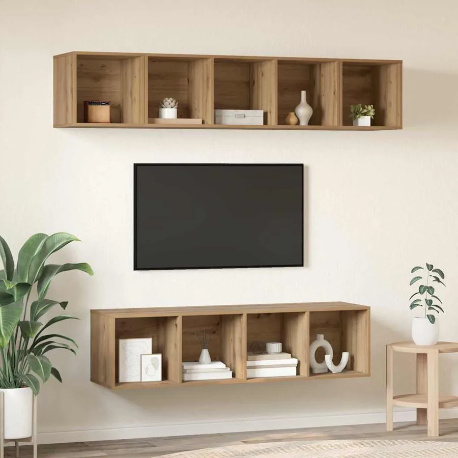 Ensemble meuble TV 4 pcs Chêne artisanal Bois d'ingénierie - 4