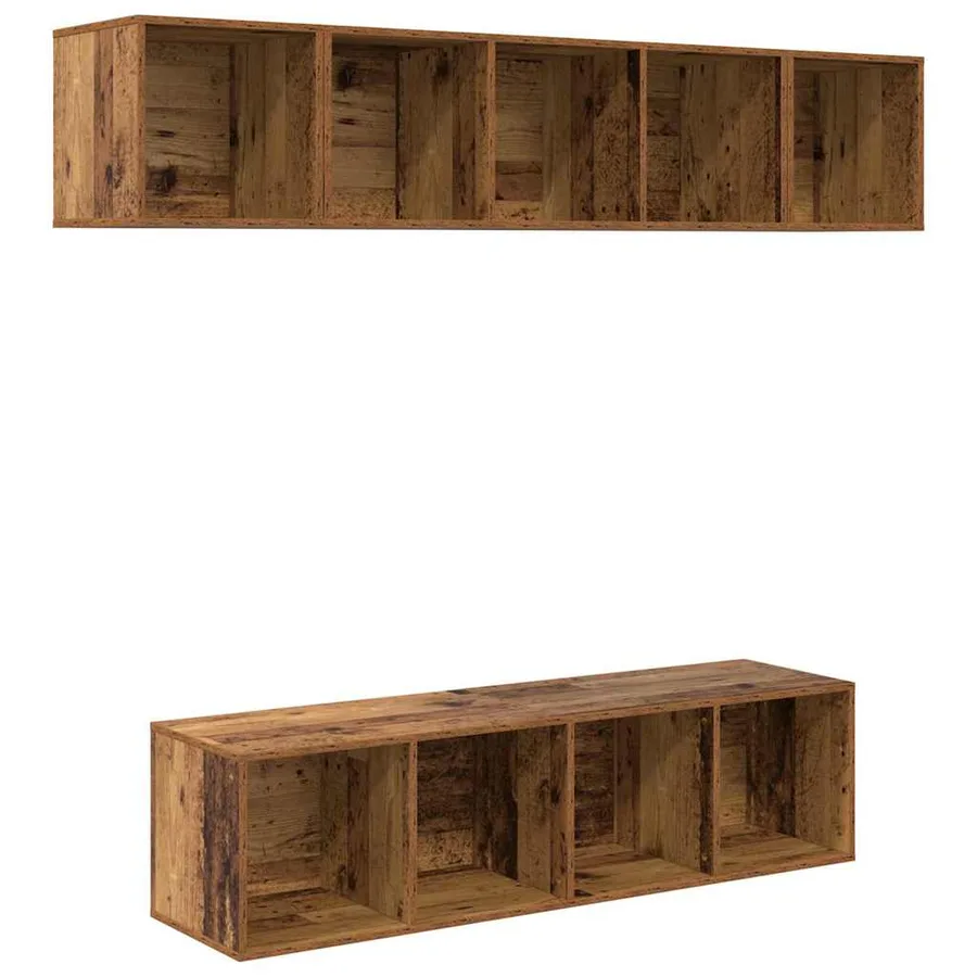 Ensemble meuble TV 4 pcs Bois Ancien Bois d'ingénierie - 2