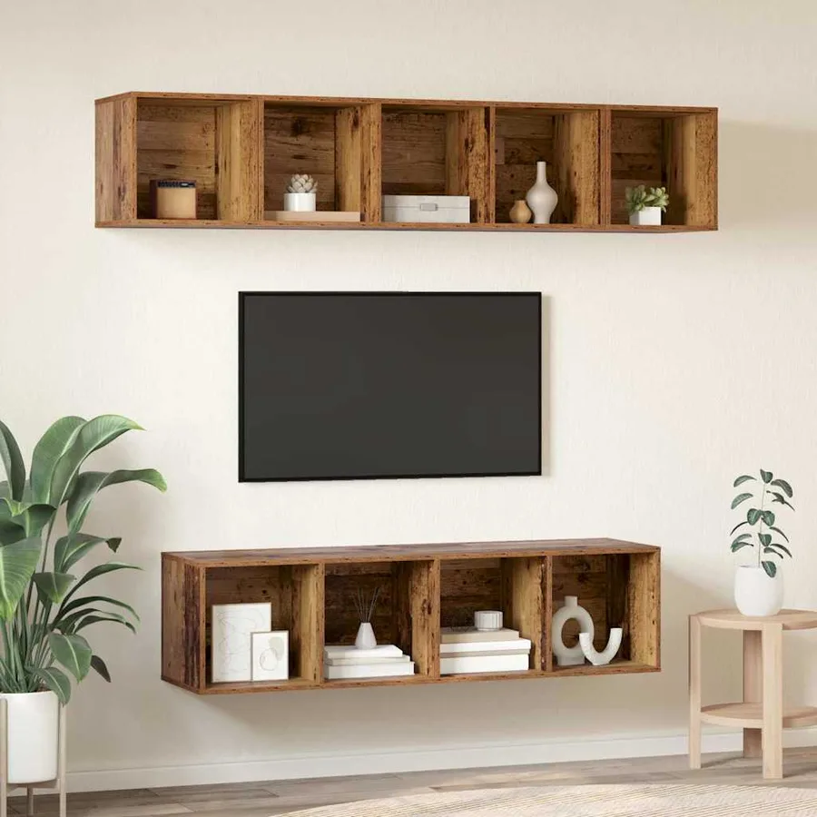 Ensemble meuble TV 4 pcs Bois Ancien Bois d'ingénierie - 4