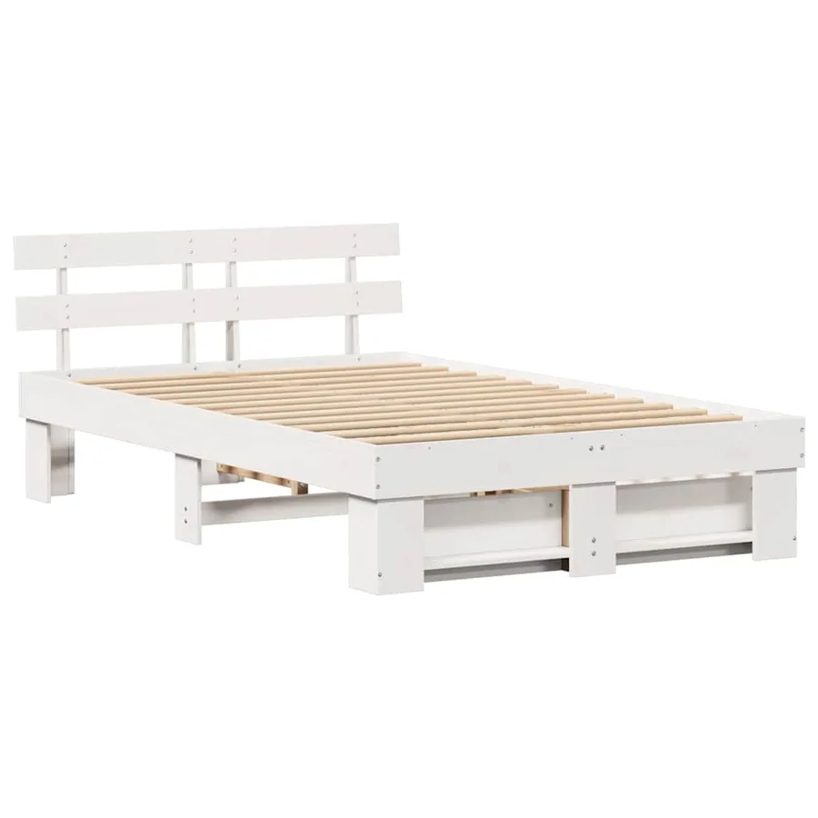 Cadre de lit avec tête de lit Blanc 135 x 190 cm Pin massif - 7