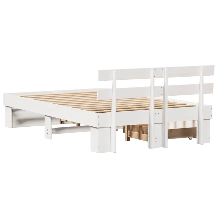 Cadre de lit avec tête de lit Blanc 135 x 190 cm Pin massif - 8