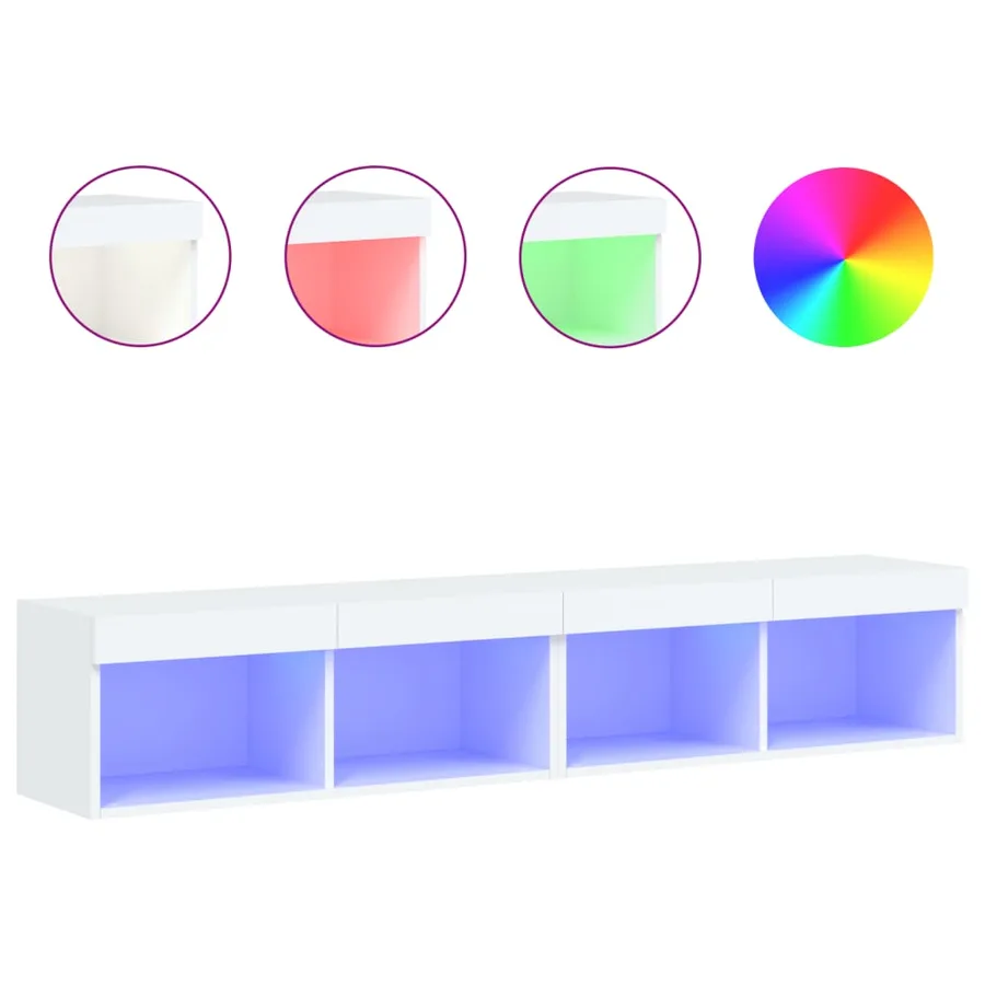 Meubles TV avec lumières LED 2 pcs blanc 80x30x30 cm - 2