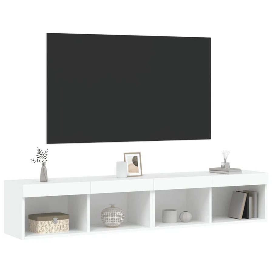 Meubles TV avec lumières LED 2 pcs blanc 80x30x30 cm - 6