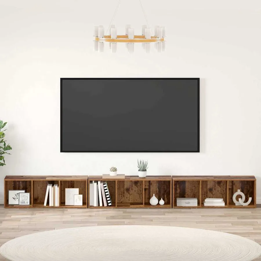 Ensemble meuble TV 3 pcs Bois Ancien 37 x 35 x 107 cm