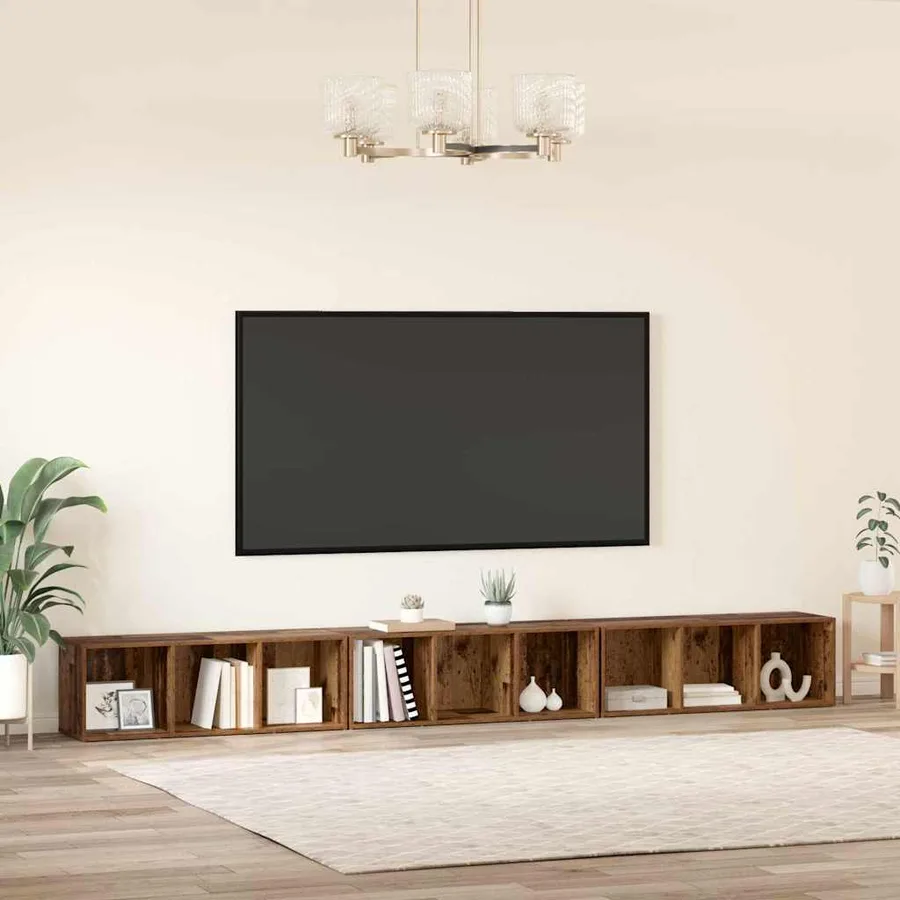 Ensemble meuble TV 3 pcs Bois Ancien 37 x 35 x 107 cm - 4