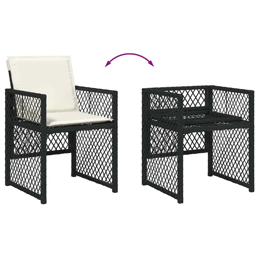 Ensemble de salle à manger pour jardin 5 pcs Noir polyrotin - 8