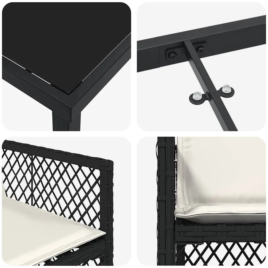 Ensemble de salle à manger pour jardin 9 pcs Noir polyrotin - 9