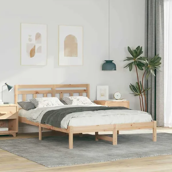 Cadre de lit Marron 135 x 190 cm Pin massif