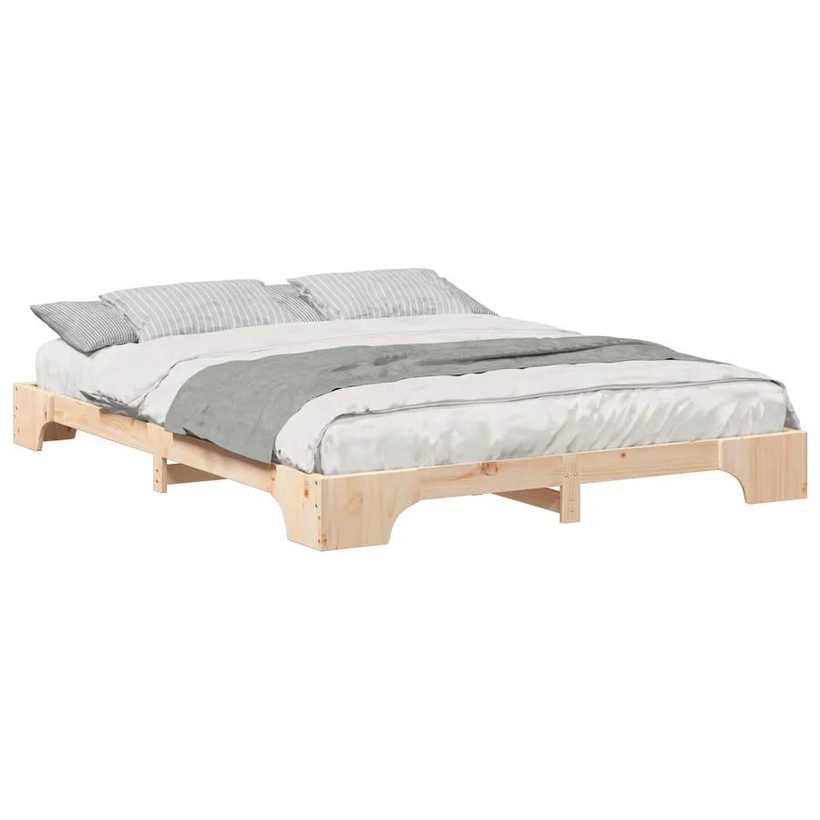 Cadre de lit Marron 160 x 220 cm Pin massif - 2