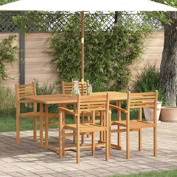 Ensemble de salle à manger pour jardin 5 pcs Naturel