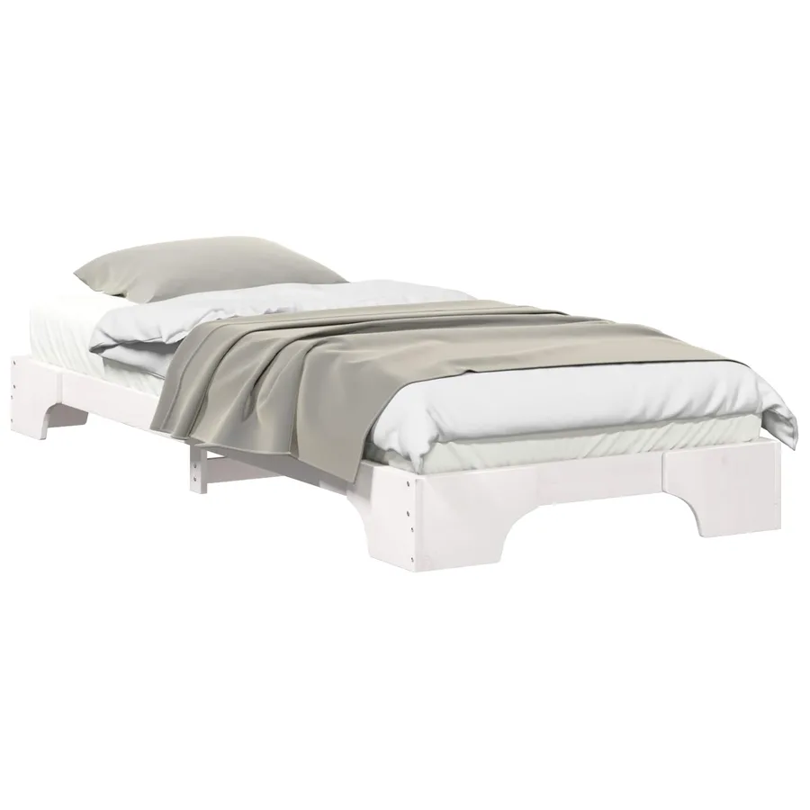 Cadre de lit Blanc 80 x 210 cm Pin massif - 2