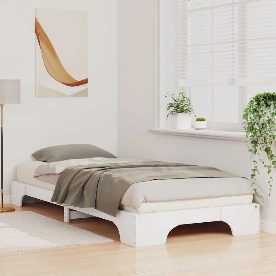Cadre de lit Blanc 80 x 210 cm Pin massif - 3