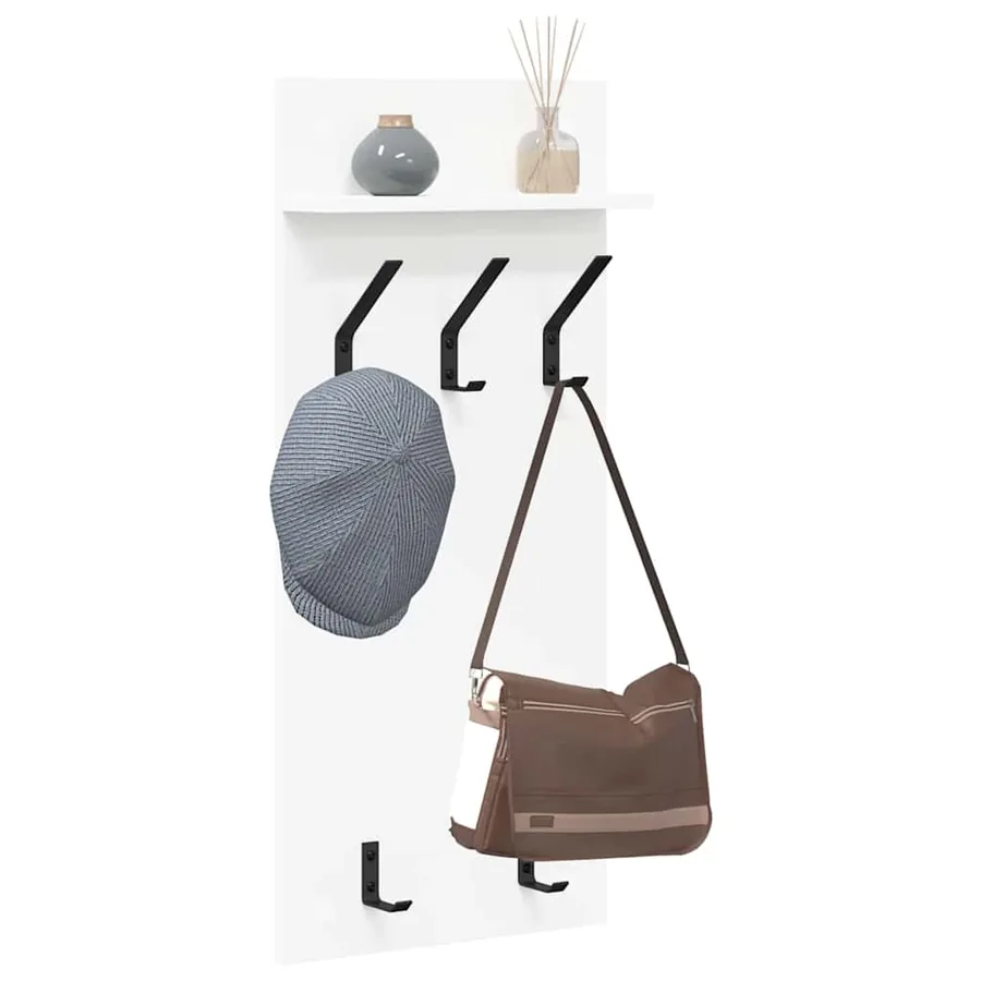 Porte-manteau mural Blanc 40 x 10 x 90 cm Bois d'ingénierie - 3
