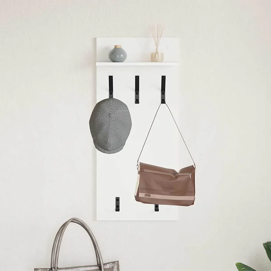 Porte-manteau mural Blanc 40 x 10 x 90 cm Bois d'ingénierie - 4