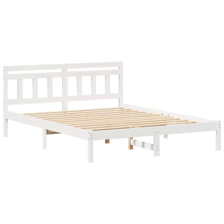 Cadre de lit Blanc 150 x 200 cm Pin massif - 4
