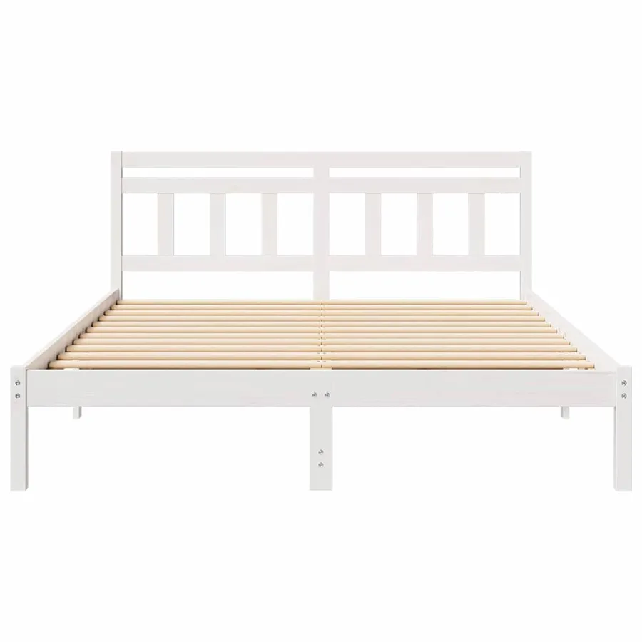 Cadre de lit Blanc 150 x 200 cm Pin massif - 5