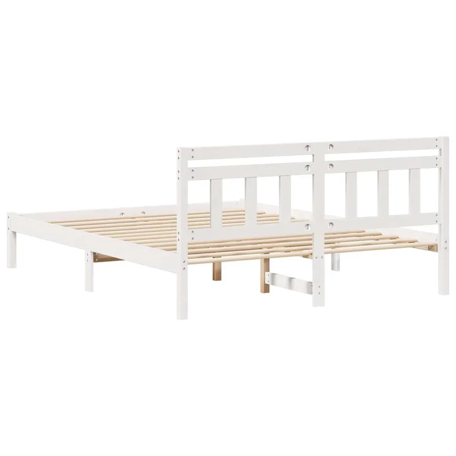 Cadre de lit Blanc 150 x 200 cm Pin massif - 7
