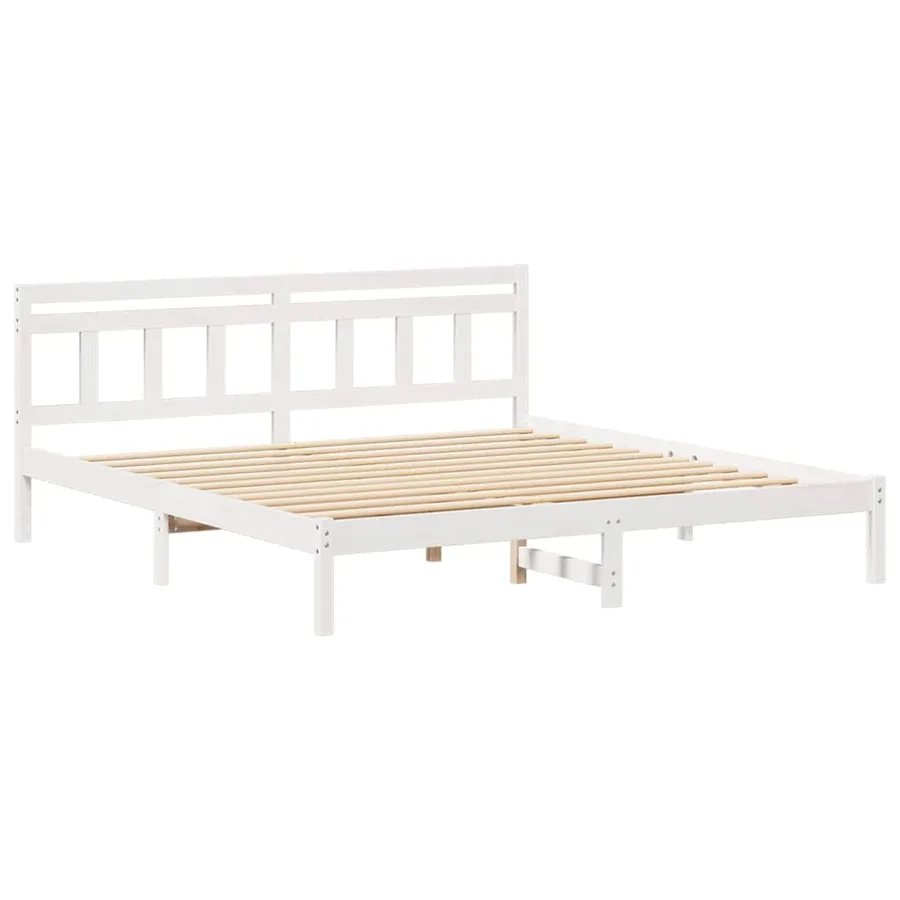 Cadre de lit Blanc 200 x 200 cm Pin massif - 4
