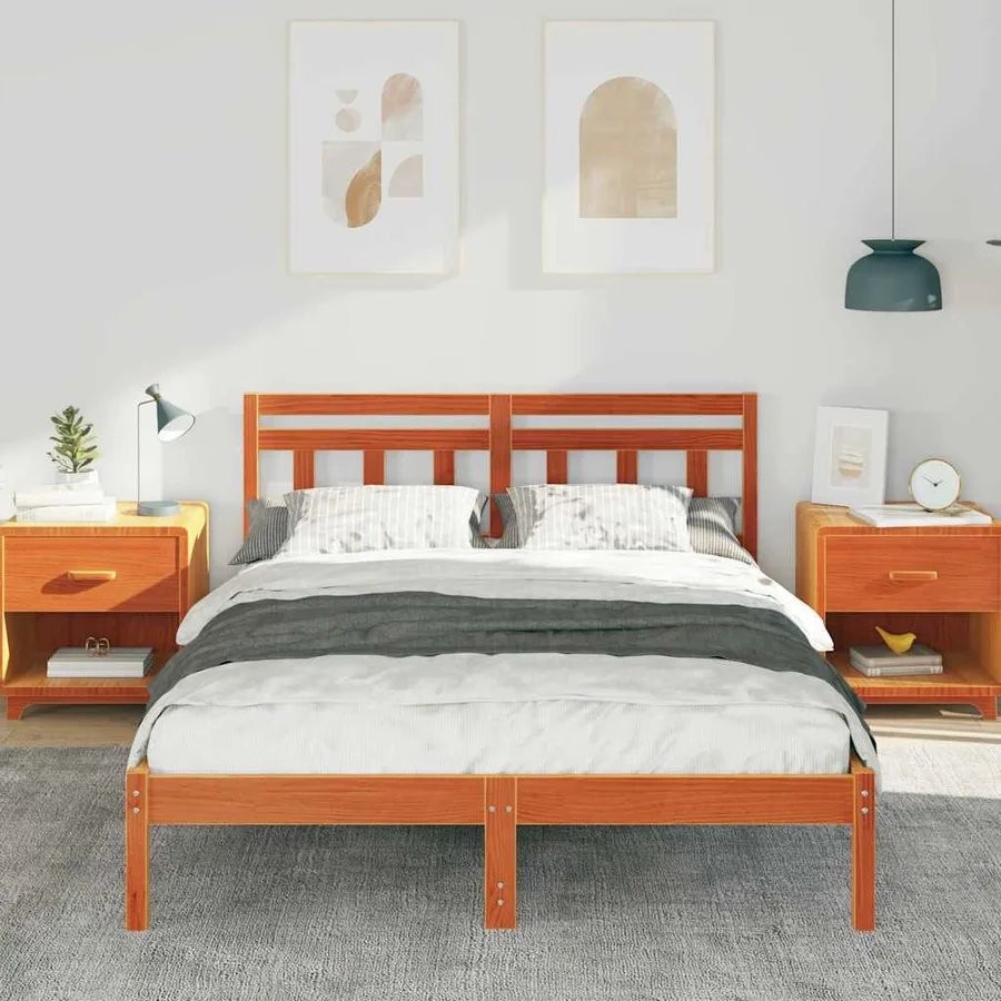 Cadre de lit Marron 120 x 200 cm Pin massif - 3