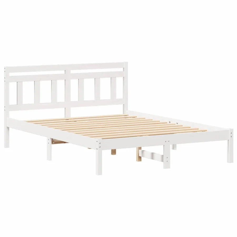 Cadre de lit Blanc 140 x 190 cm Pin massif - 4