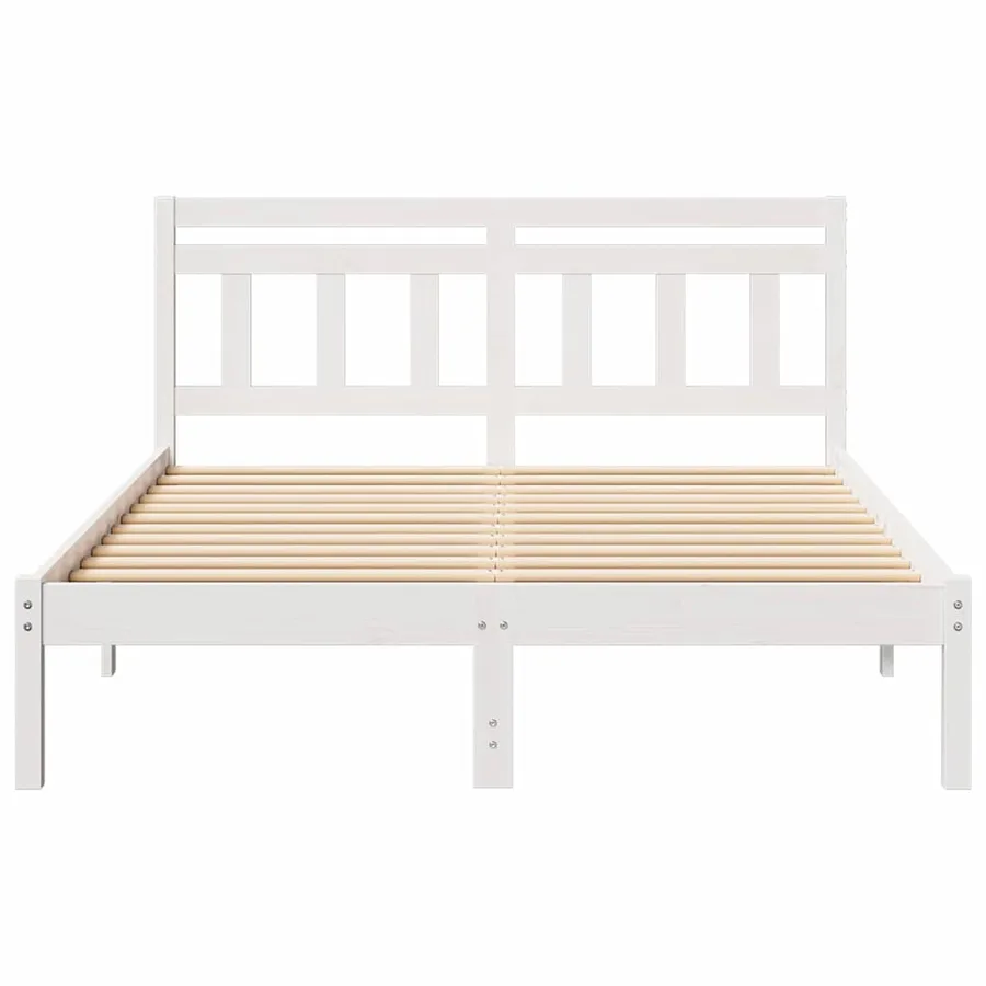 Cadre de lit Blanc 140 x 190 cm Pin massif - 5