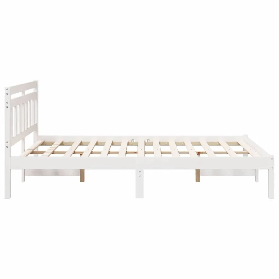Cadre de lit Blanc 140 x 190 cm Pin massif - 6