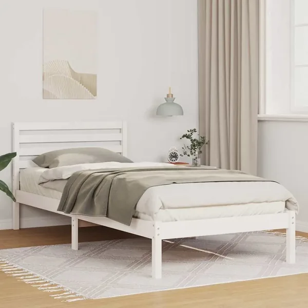 Cadre de lit avec tête de lit Blanc 80 x 210 cm Pin massif