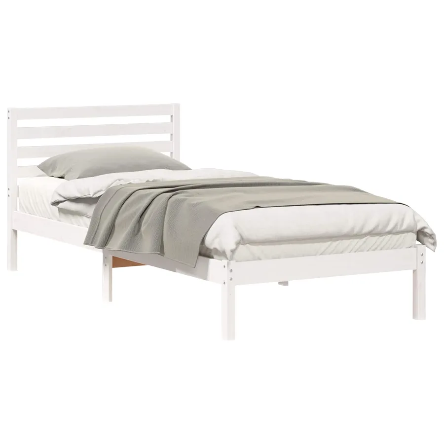 Cadre de lit avec tête de lit Blanc 80 x 210 cm Pin massif - 2